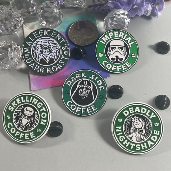 Villain Dark Coffee Lapel Pin Darth Vader Maleficent Jack Brooch Badge Jewelry - Picture 4 of 7
